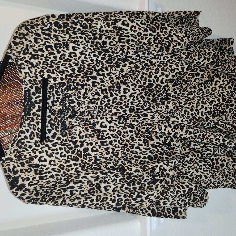 Fred David Leopard Print Blouse - Black and Cream